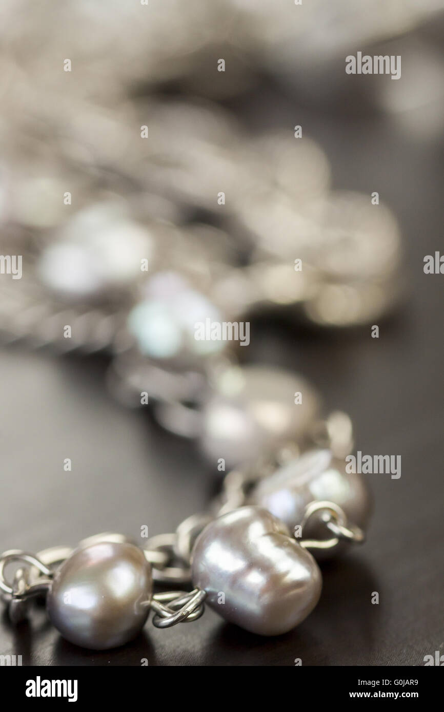 Verschiedene Silber Modeschmuck Stockfoto