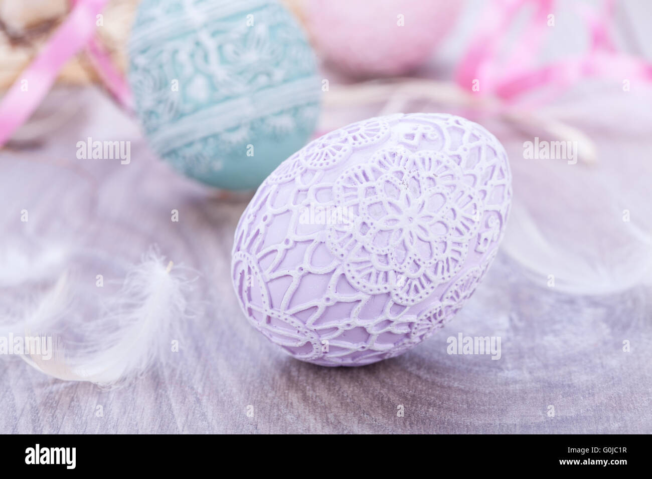 schöne Ostern Ei Dekoration Colorfull Eiern saisonale Pastell Stockfoto