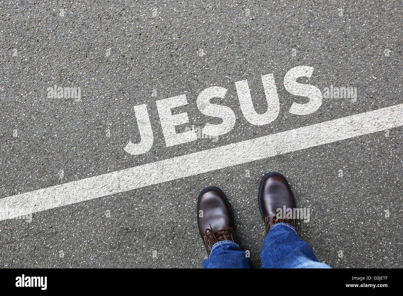 Glauben, dass Jesus Gott glaube Religion Kirche Hoffnung Mann Menschen Konzept Christentum Stockfoto