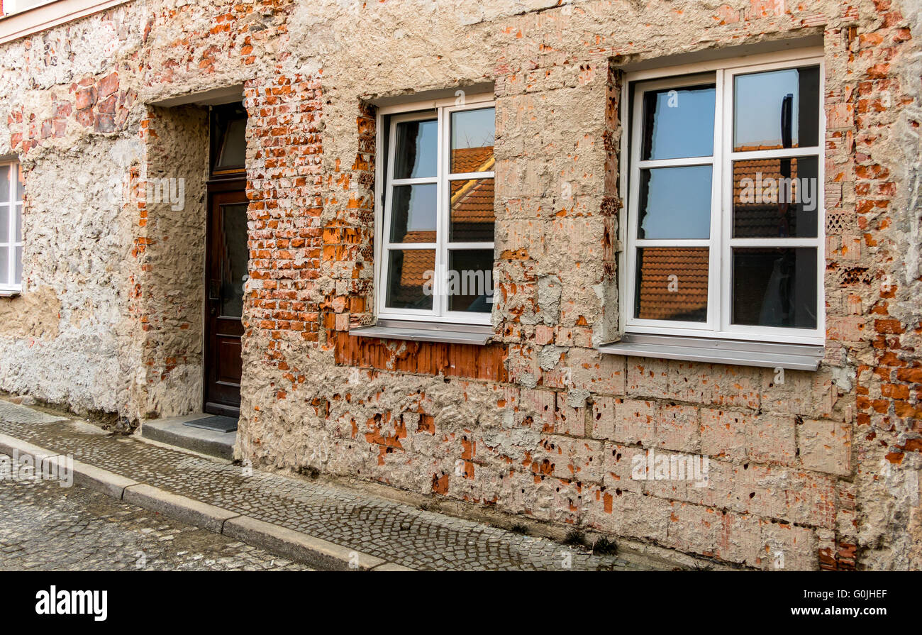 Haus-Mauerwerk-Sanierung Stockfoto