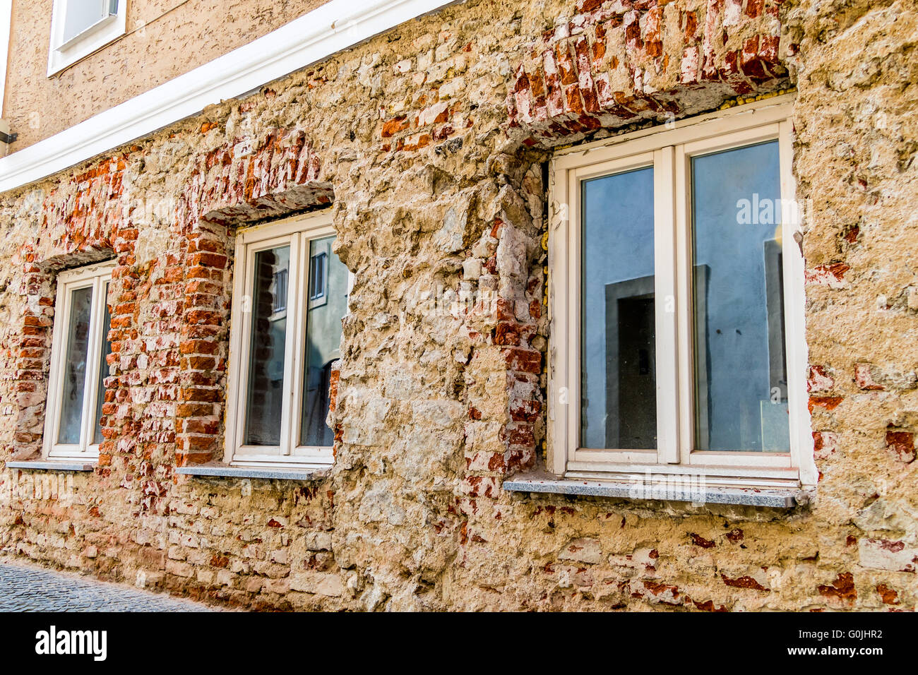 Haus-Mauerwerk-Sanierung Stockfoto