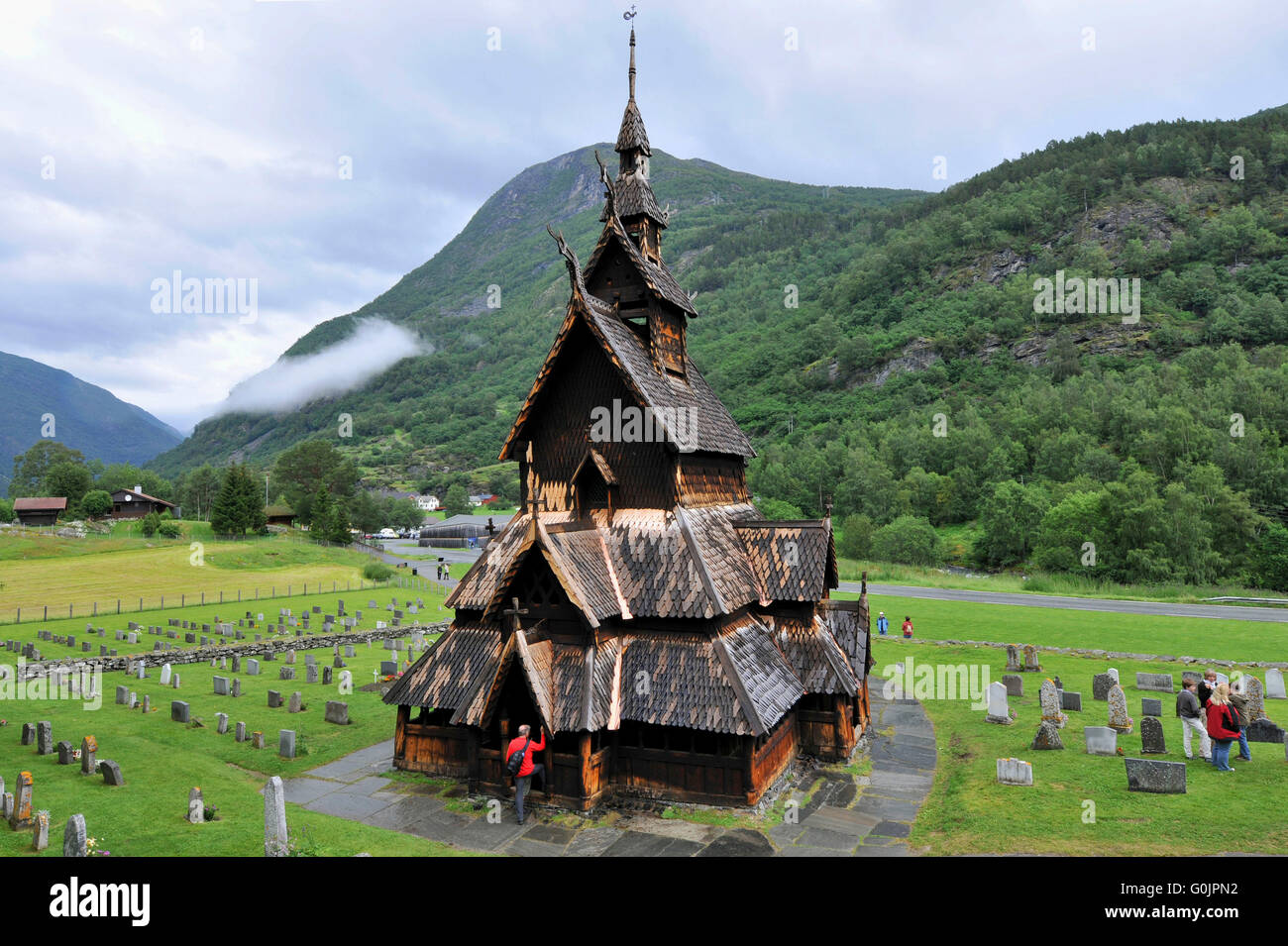 Borgund Stabkirche Borgund, Laerdal, Sogn Og Fjordane, Norwegen / Borgund Stavkirke Stockfoto