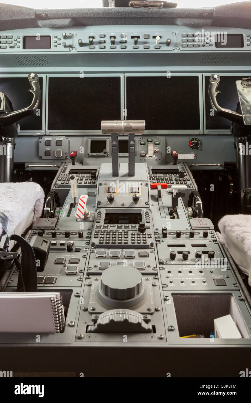 Innenansicht Cockpit Airplane Flugzeug Stockfoto