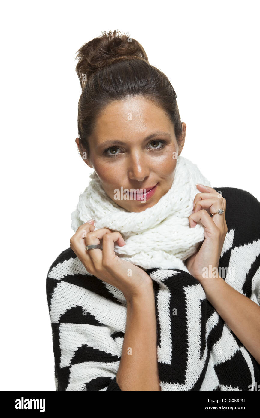 Attraktive, elegante Frau im Winter-Mode Stockfoto
