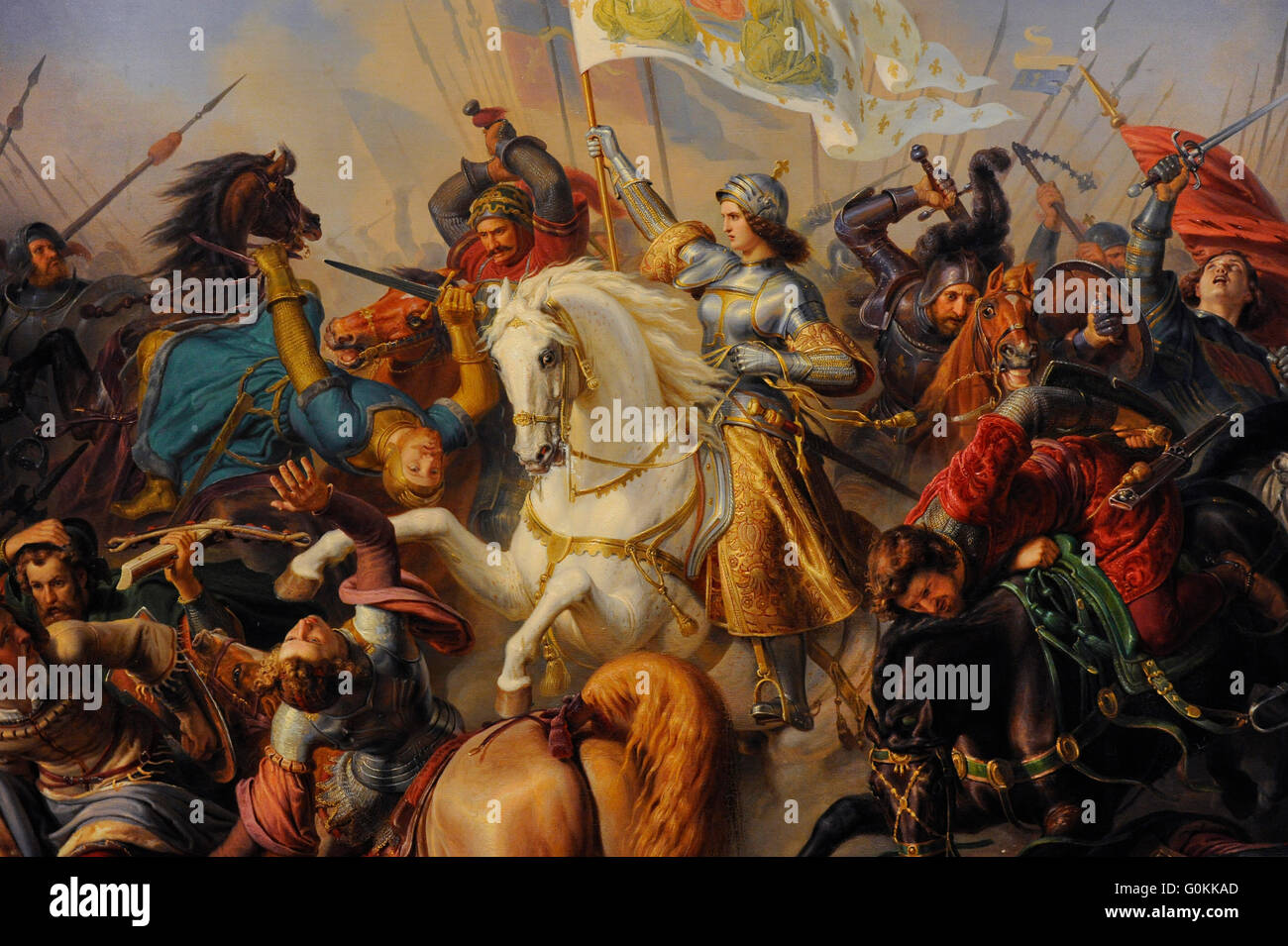 Hermann Anton Stilke (1803-1860). Deutscher Maler. Jeanne d ' Arc in der Schlacht (zentraler Teil des '' das Leben der Jeanne d ' Arc'' Triptychon), 1843. Öl auf Leinwand. Die Eremitage. Sankt Petersburg. Russland. Stockfoto