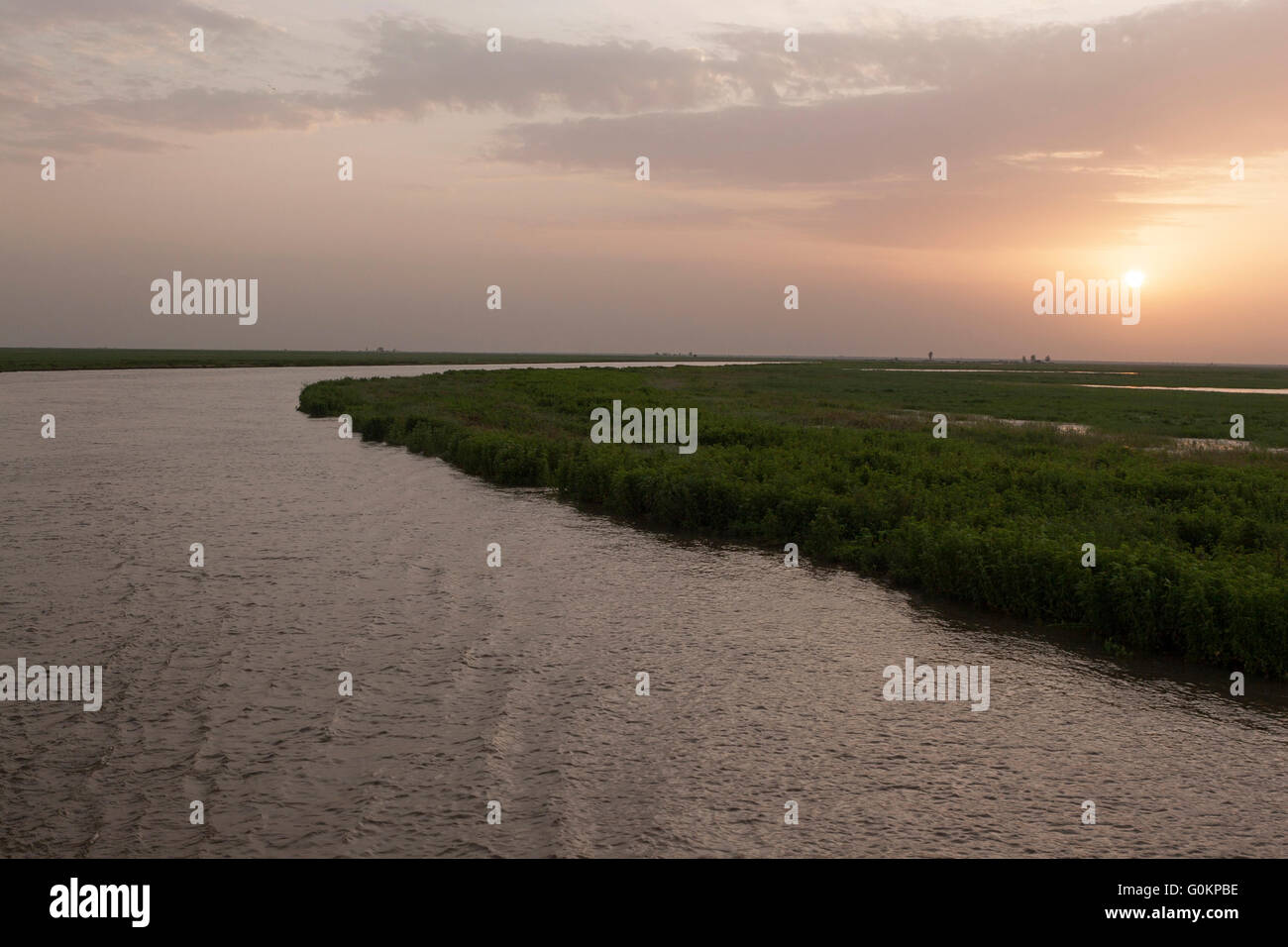 Sonnenuntergang über dem Fluss Niger in Mali, Afrika Stockfoto