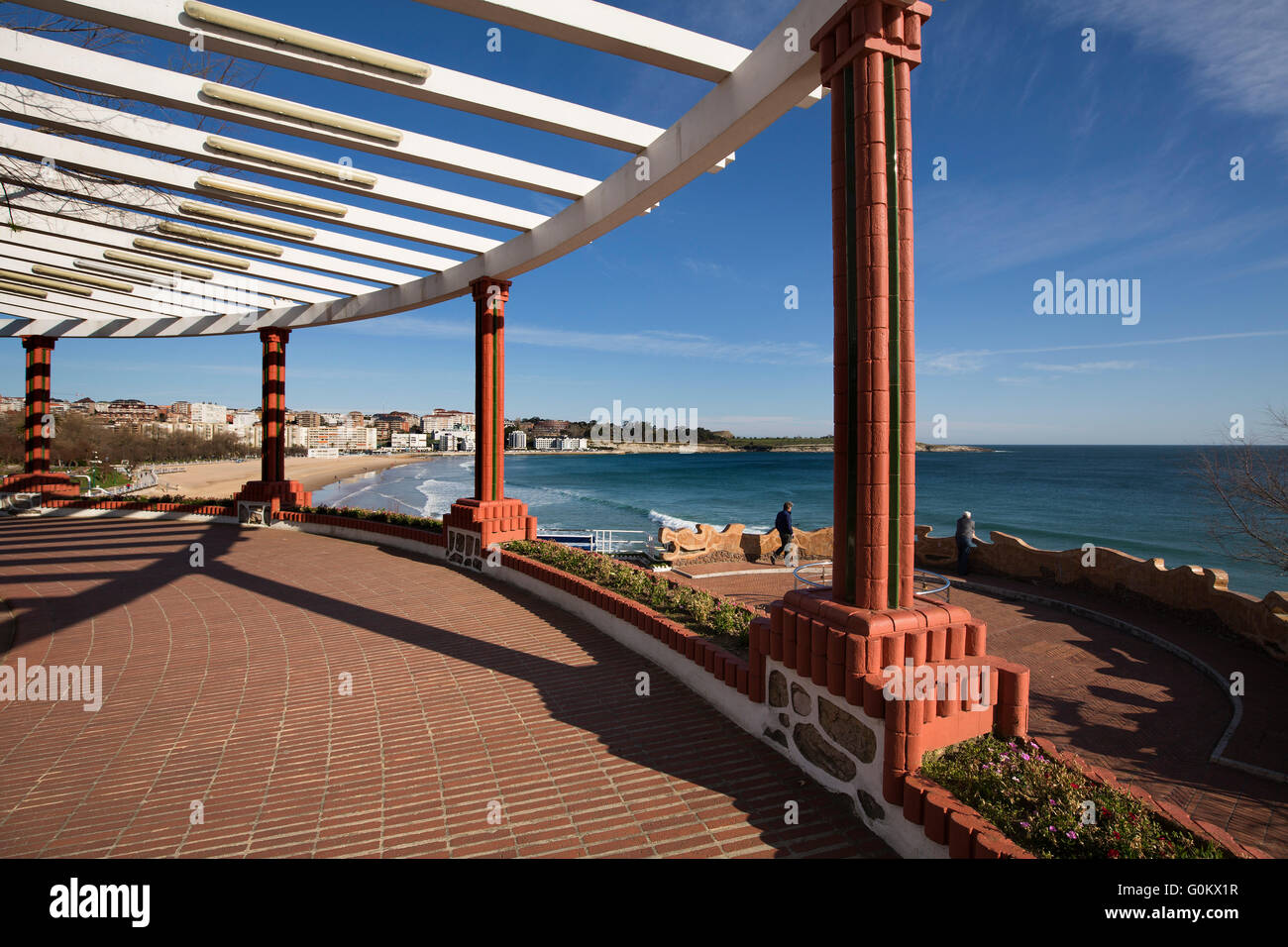 Piquio Garten und Sardinero Strand, Santander, Kantabrischen Meer. Kantabrien, Spanien Europa Stockfoto