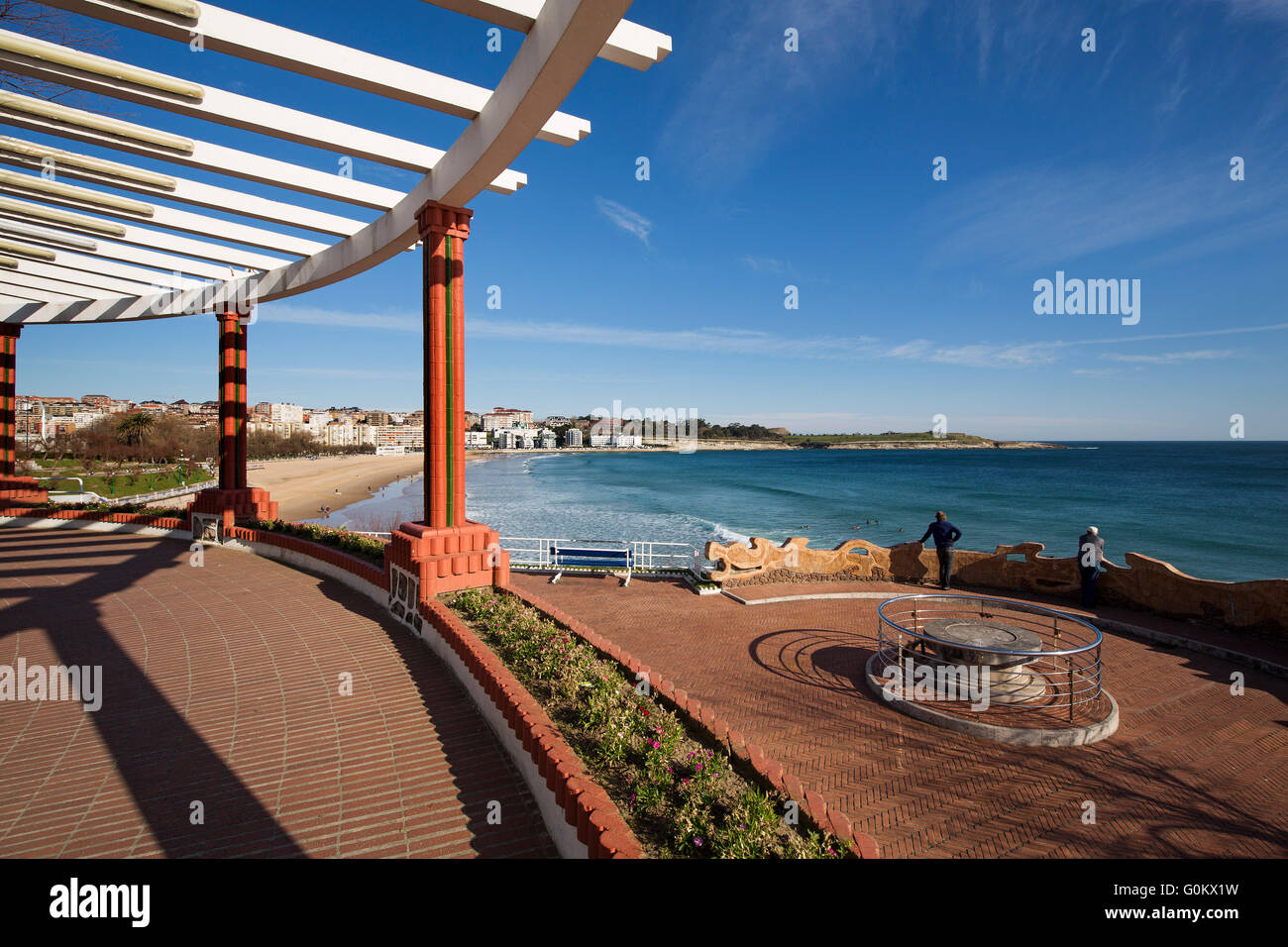 Piquio Garten und Sardinero Strand, Santander, Kantabrischen Meer. Kantabrien, Spanien Europa Stockfoto