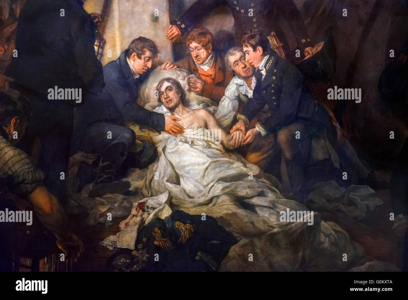 Lord Nelson. Detail aus dem Tod von Nelson von Arthur William Devis, 1805. Stockfoto