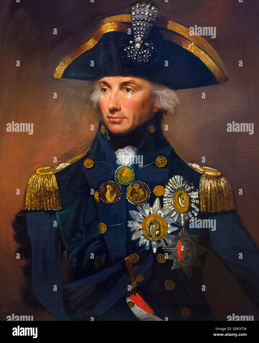 Admiral Nelson. Portrait von konteradmiral Sir Horatio Nelson (1758-1805) von Lemuel Francis Abt, Öl auf Leinwand, 1799. Stockfoto