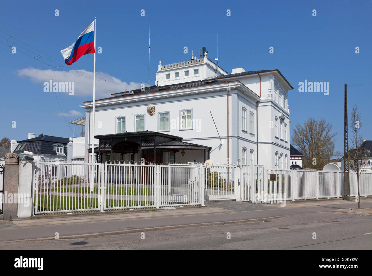 Die Botschaft der Russischen Föderation, Kristianiagade in Kopenhagen, Dänemark. Stockfoto