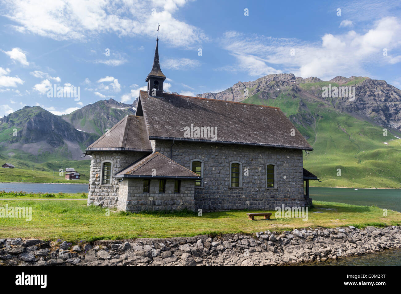 Kapelle der Melchsee-Frutt in den Schweizer Alpen. Melchsee-Frutt, Kanton Obwalden, Schweiz. Stockfoto