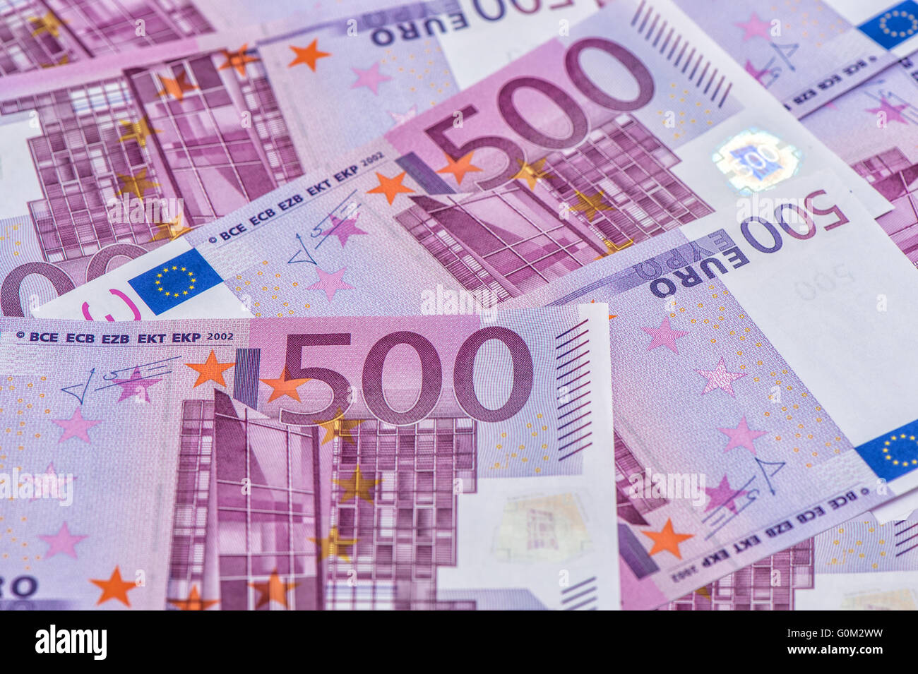 Fünfhundert Notizen. Währung der Europäischen Union. Geld-Hintergrund Stockfoto