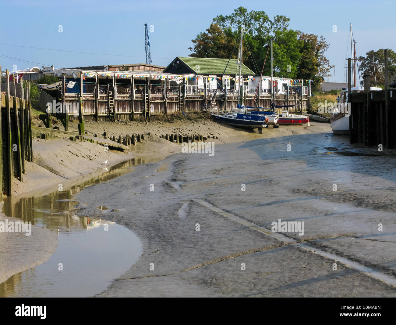 Aktionsbereich Quay und Fluss Tillingham bei Ebbe in Rye, East Sussex, England, Vereinigtes Königreich Stockfoto