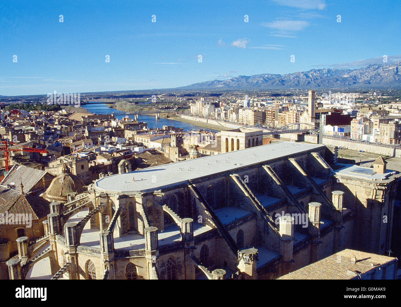 Luftaufnahme. Tortosa, Tarragona Provinz, Katalonien, Spanien. Stockfoto