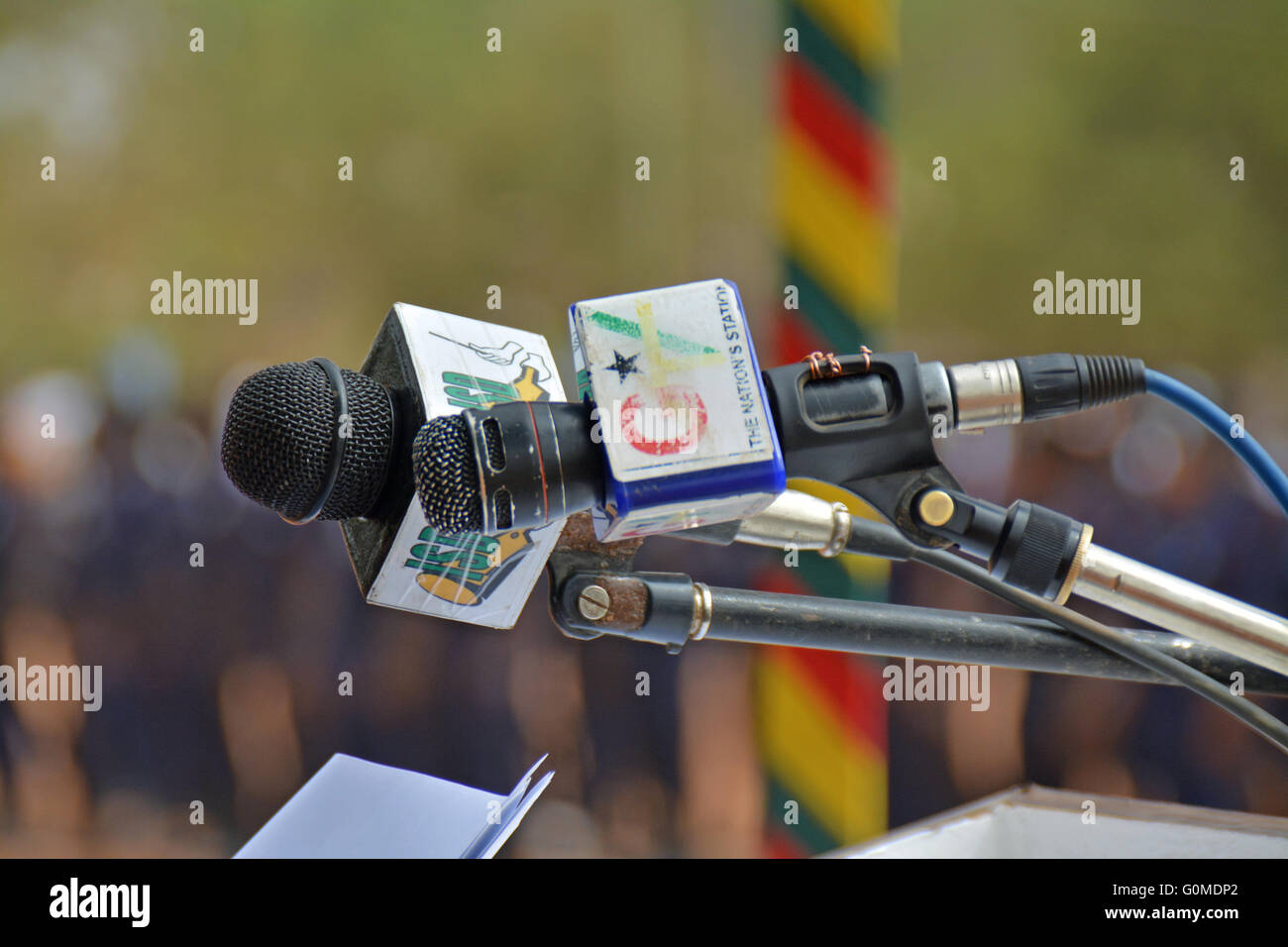 Mikrofone - bereit für die Ausstrahlung Stockfoto