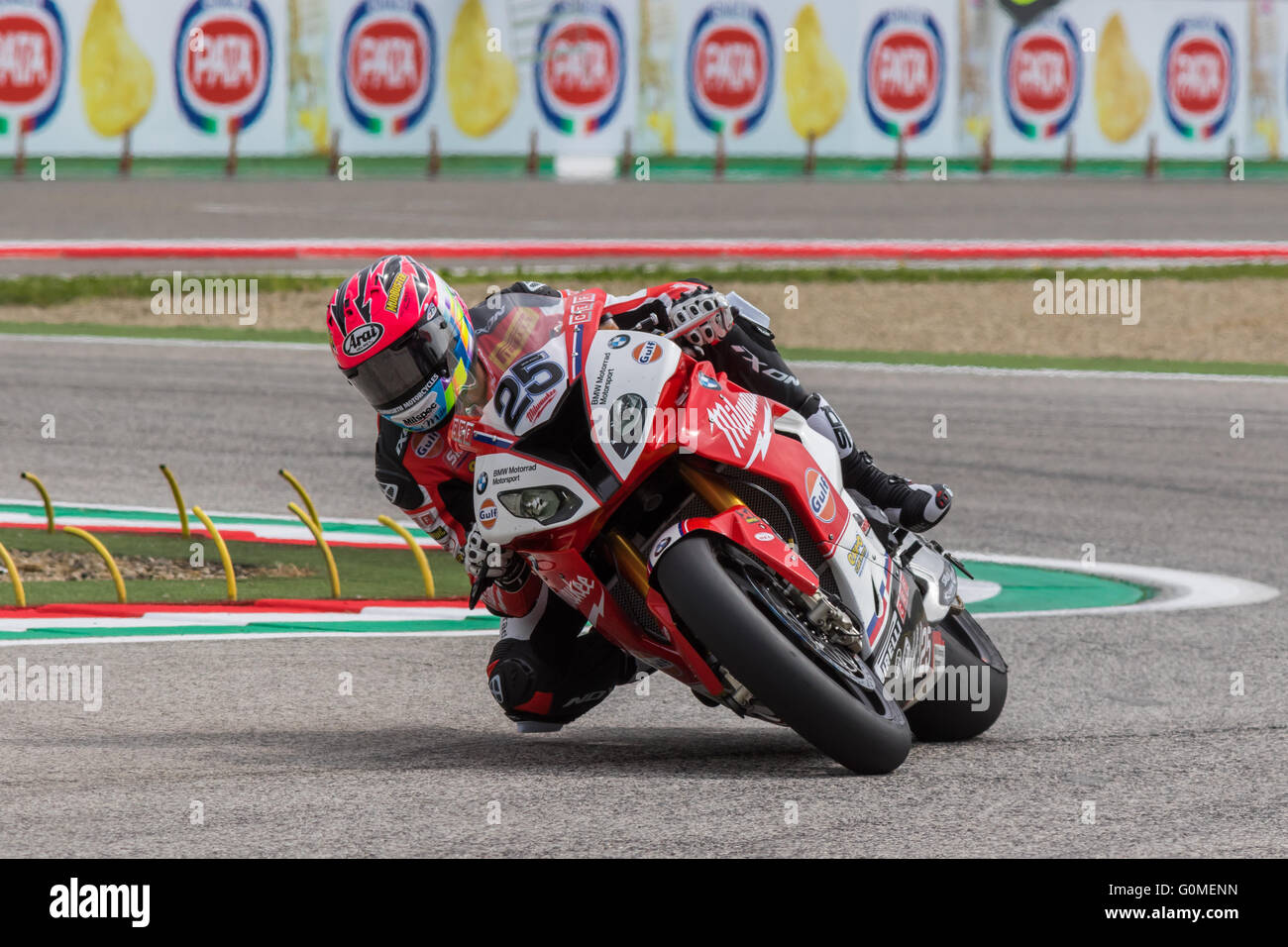 Der Australier Joshua Brookes (Milwaukee BMW Team) in der Superbike-Weltmeisterschaft an Imola, Italien Stockfoto