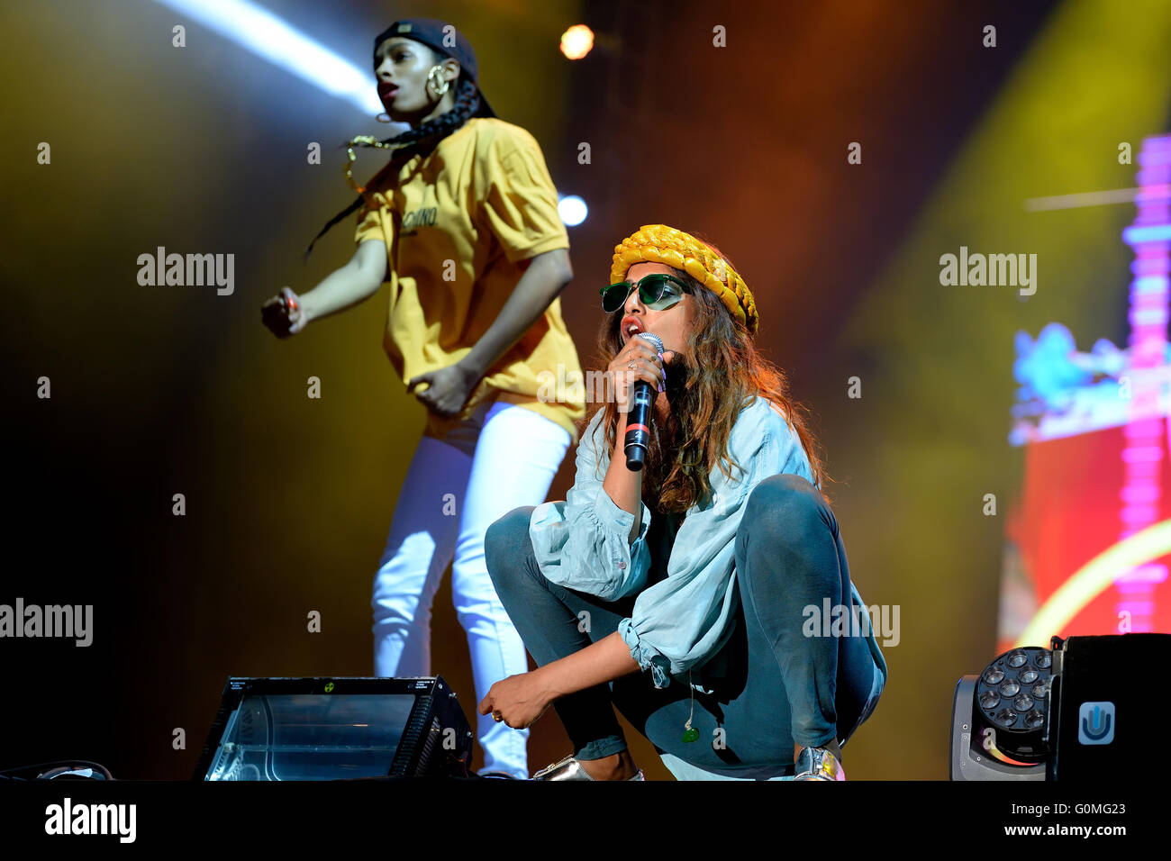 BENICASSIM, Spanien - 20 Juli: M.i.a., ein Rapper namens Mathangi Maya Arulpragasam, führt beim FIB Festival. Stockfoto