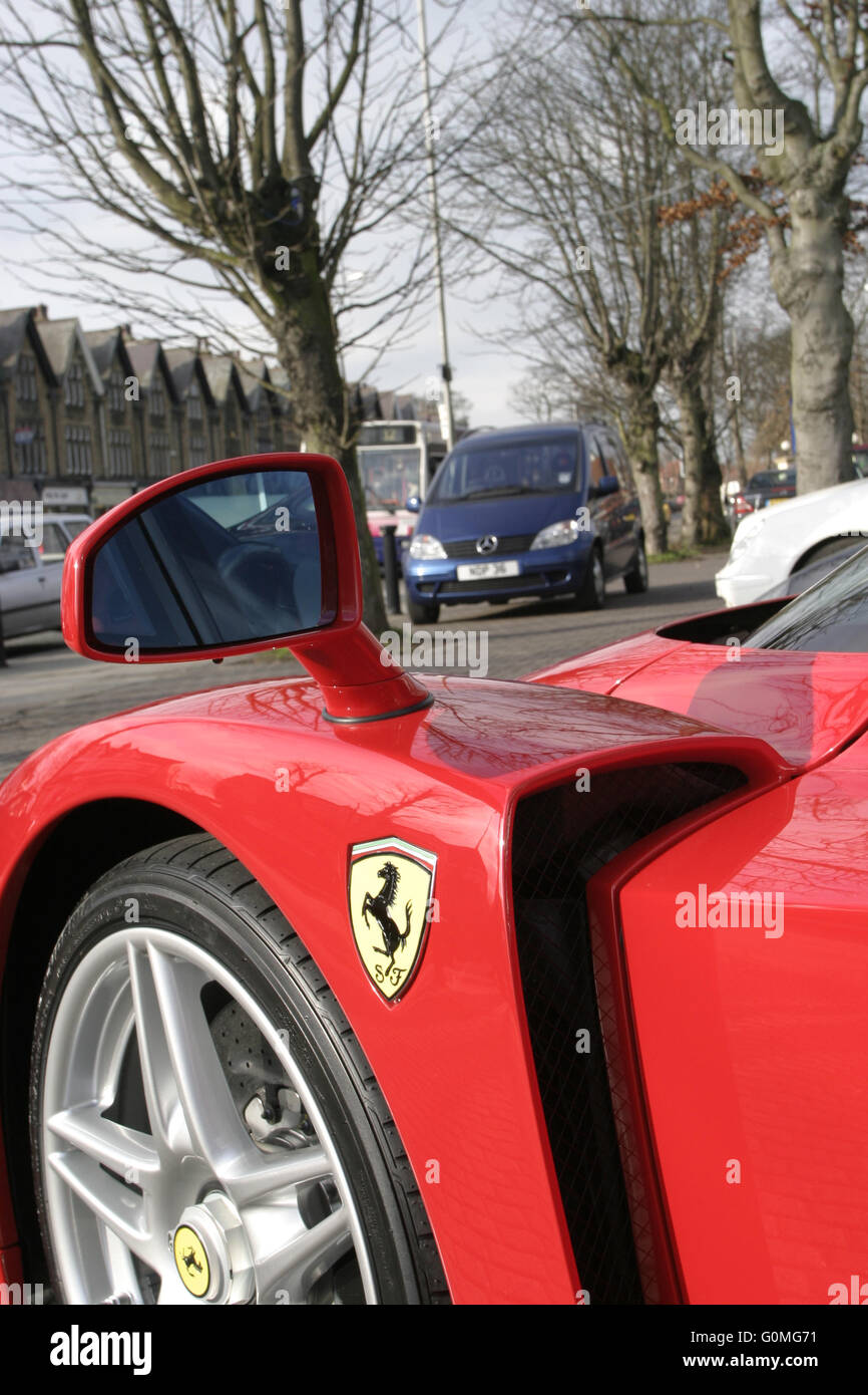 Ferrari Enzo bei Flying Pizza, Leeds. Stockfoto