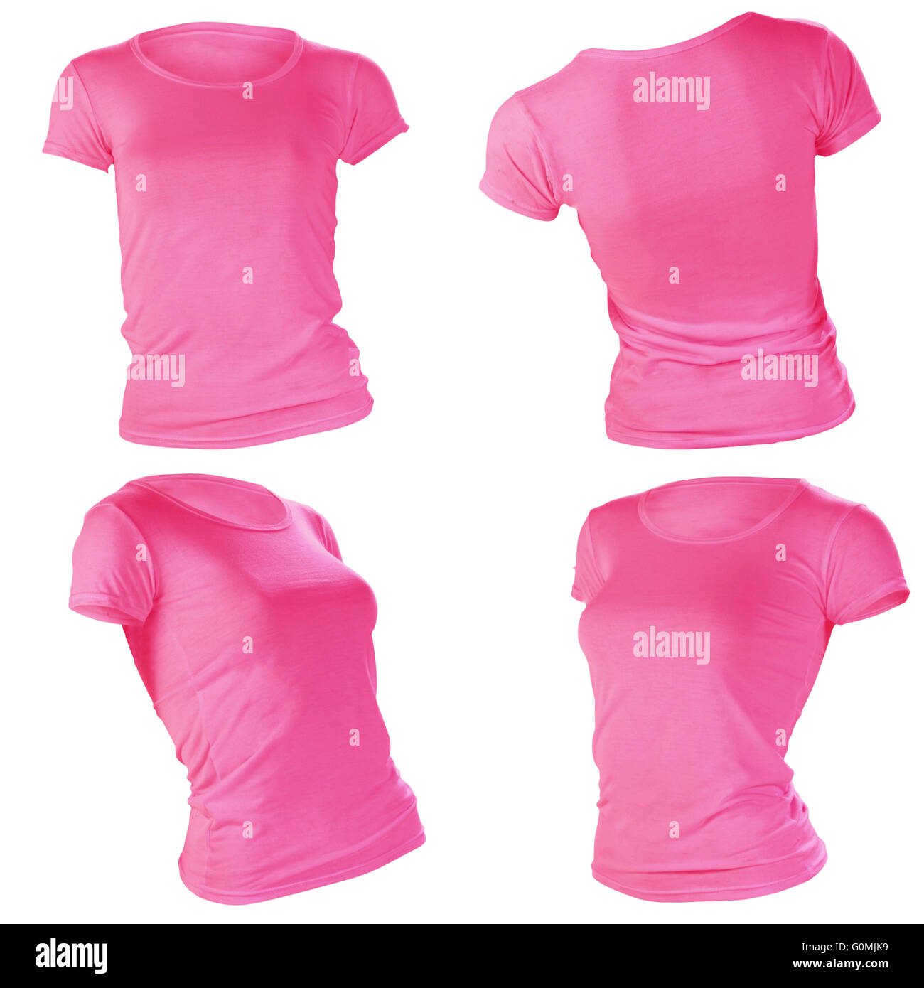Frauen rosa T-shirt leer, Front- und Back-Design-Vorlage Stockfoto