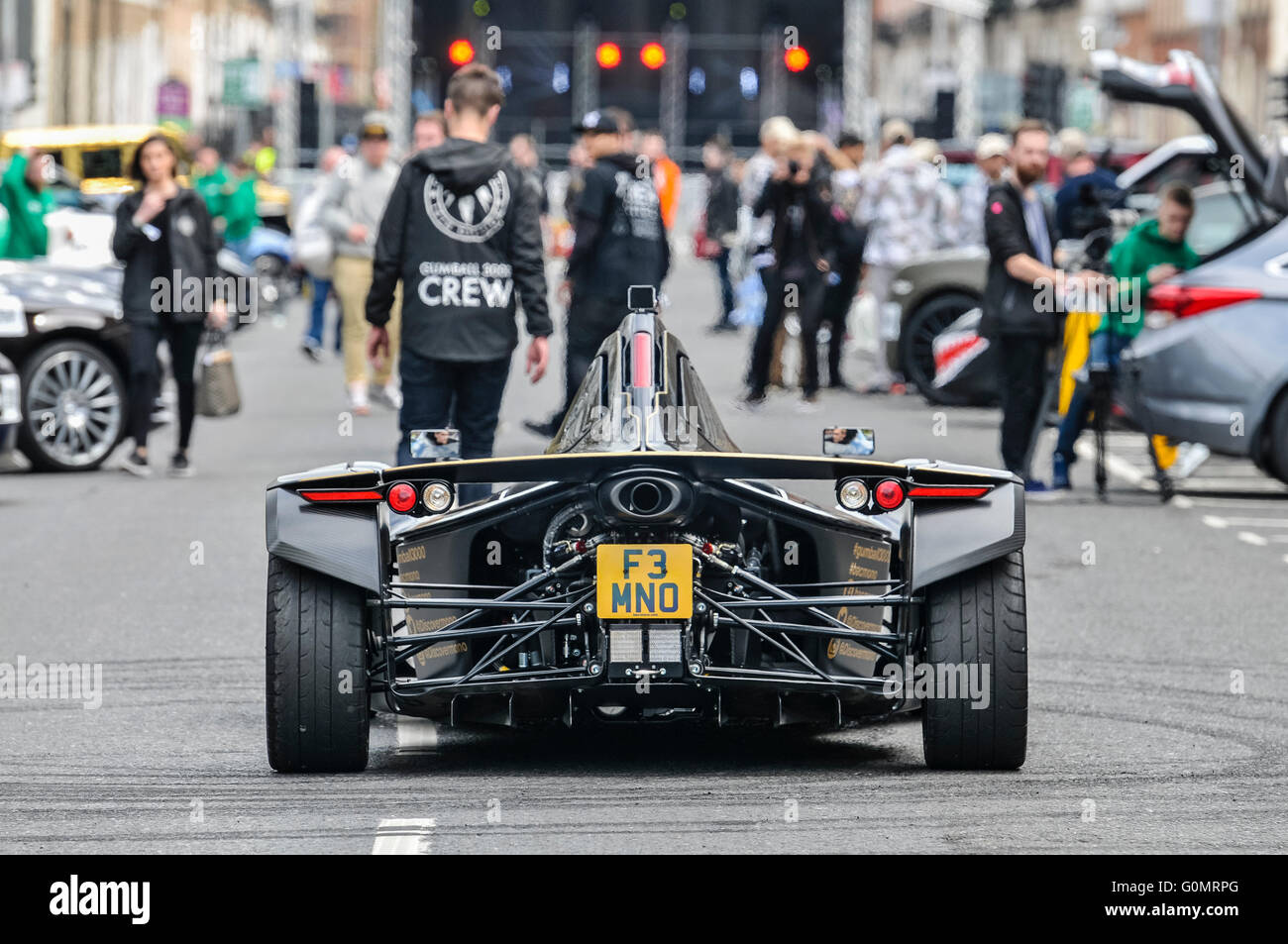 DUBLIN, IRLAND. 1. Mai 2016 - Unternehmen mit Sitz in A Mono aus Liverpool BAC (Briggs Automotive Company), angetrieben von Oliver Webb zu Beginn des Rennens 2016 nach Bukarest Stockfoto