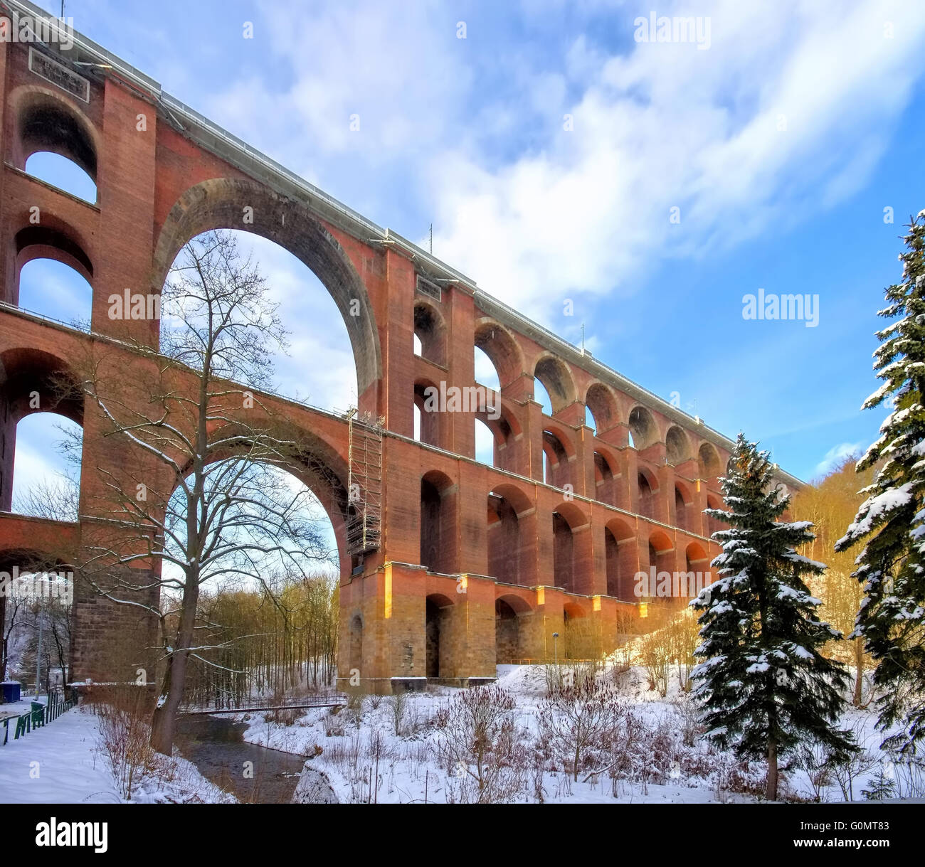 Göltzschtalbrücke Winter - Goltzsch Talbrücke im Winter 01 Stockfoto