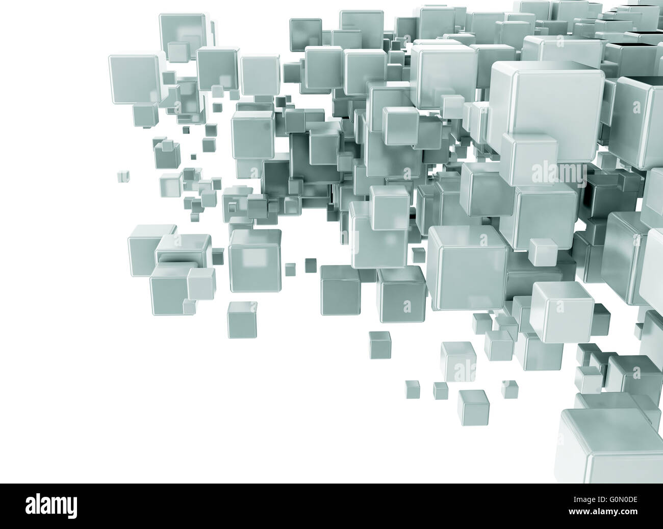 Abstrakte digitale Hintergrund 3d Würfel isoliert auf weiss Stockfoto
