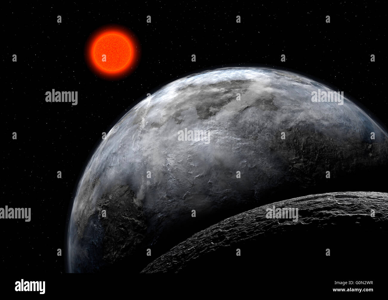 Fantasie Alien Exo-Planeten isoliert Galaxie Raum Stockfoto