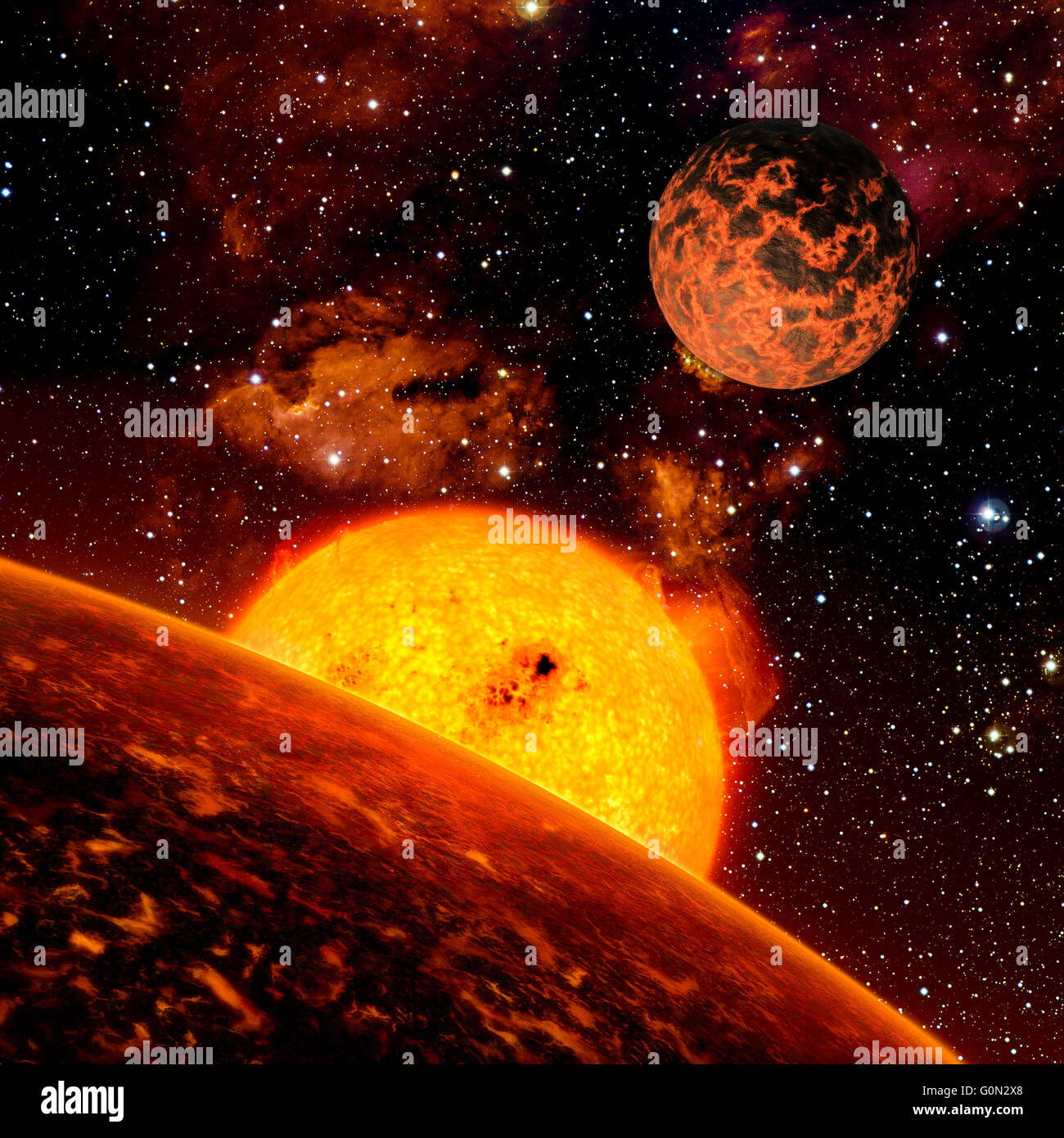 Fantasie Alien Exo-Planeten isoliert Galaxie Raum Stockfoto