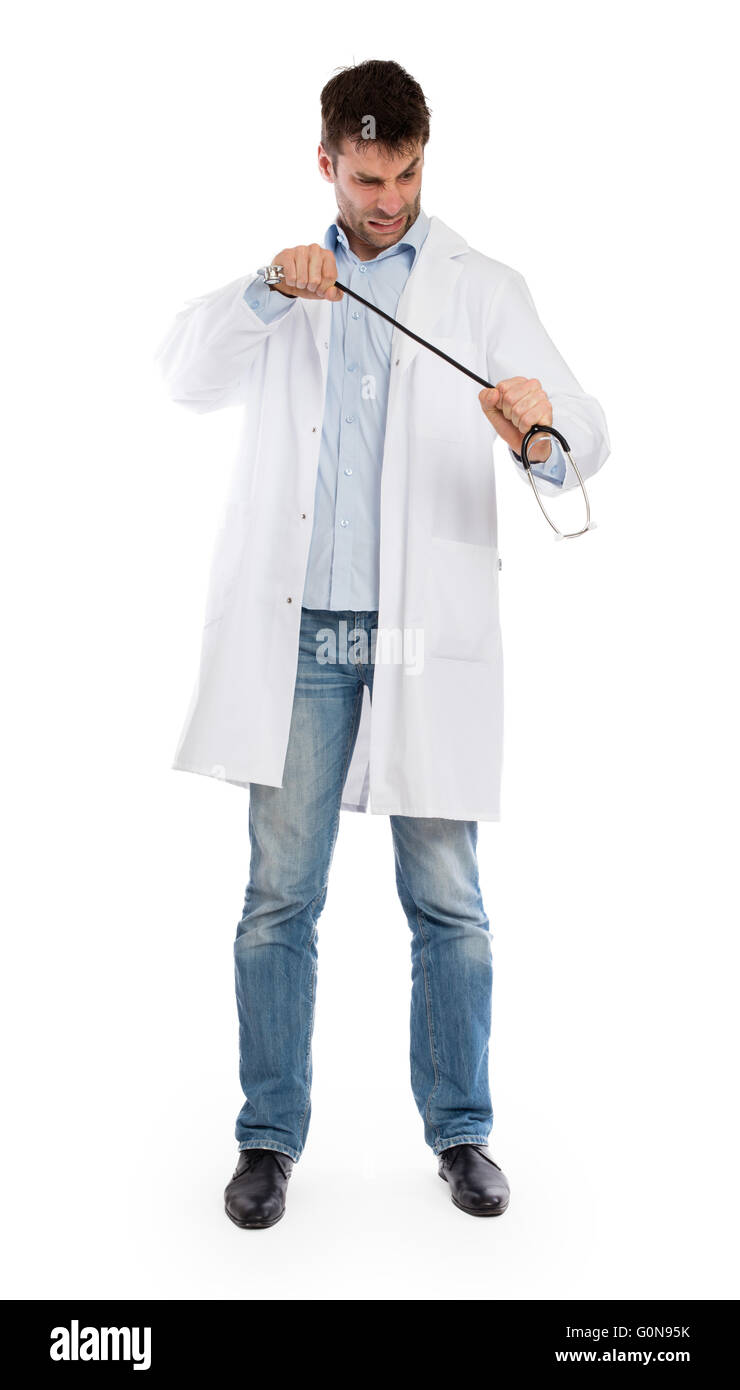 Männlichen Arzt, Konzept von Gesundheitswesen und Medizin - Isolated on white Stockfoto