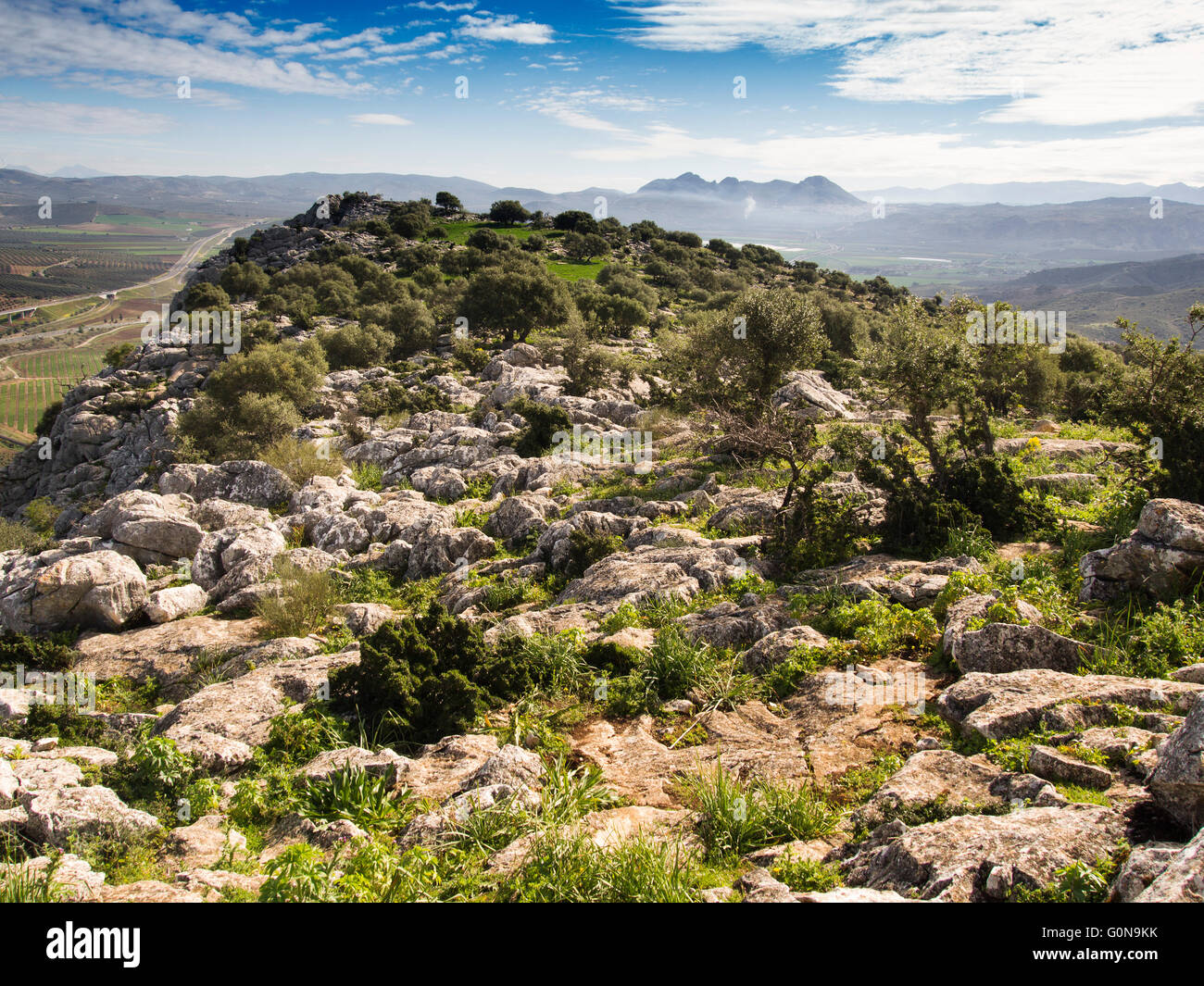 Naturlandschaft. Peña de Los Enamorados, Antequera, Malaga Provinz Andalusien Spanien, Europa Stockfoto