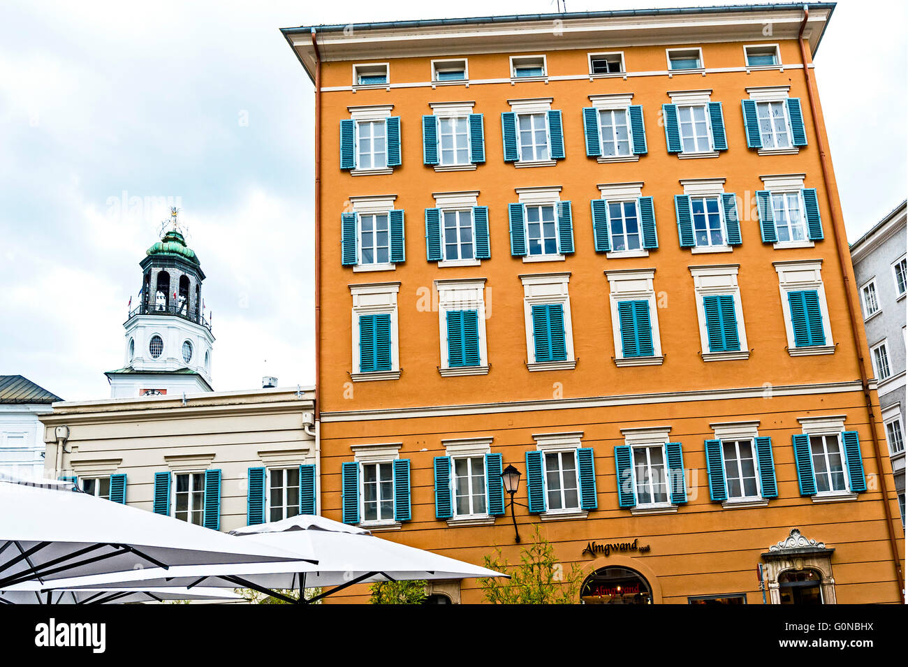 Salzburg, Haus am Waagplatz im italienischen Stil; Haus bin Waagplatz in Italienischem Stil Stockfoto