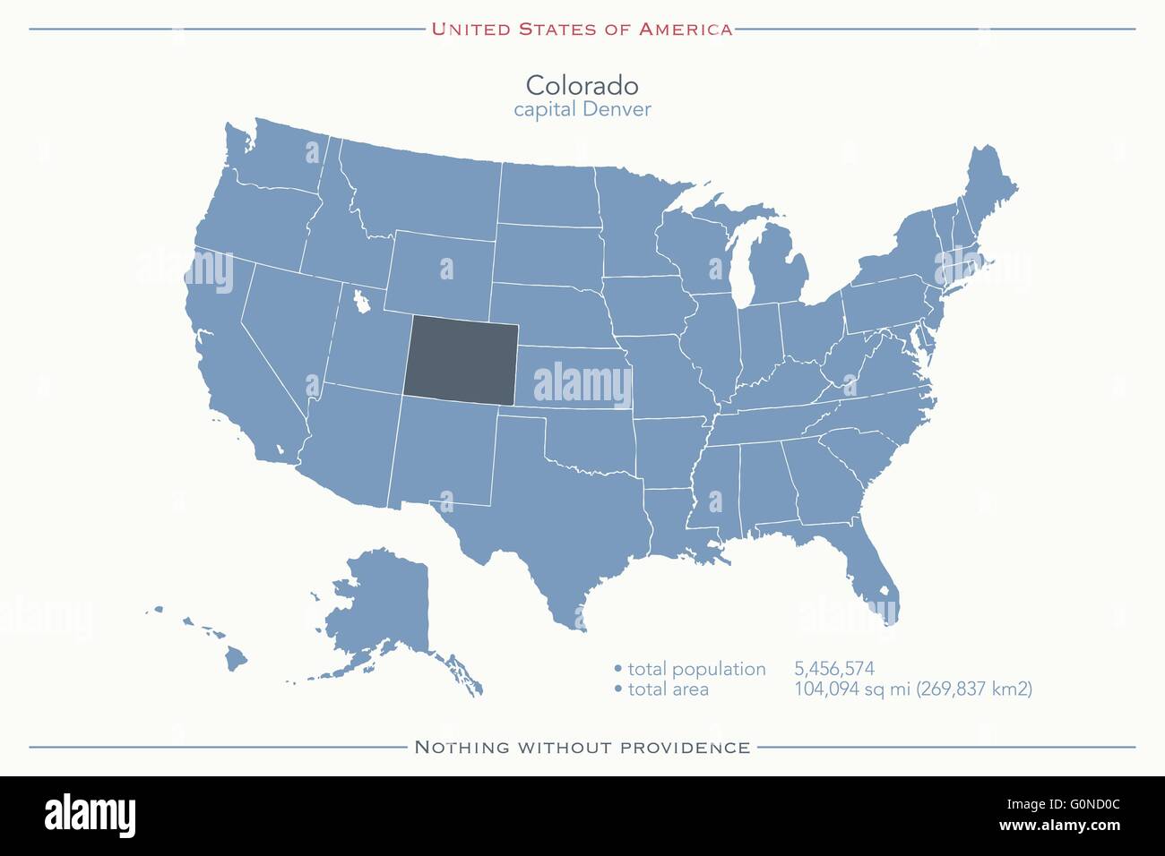 Vereinigte Staaten von Amerika isoliert Karte und Colorado Staatsgebiet ...