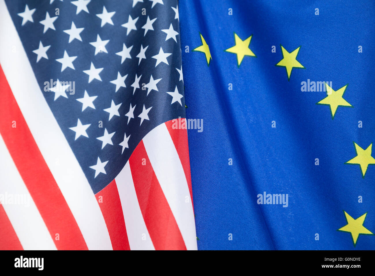Europäische und US-Flagge Stockfoto