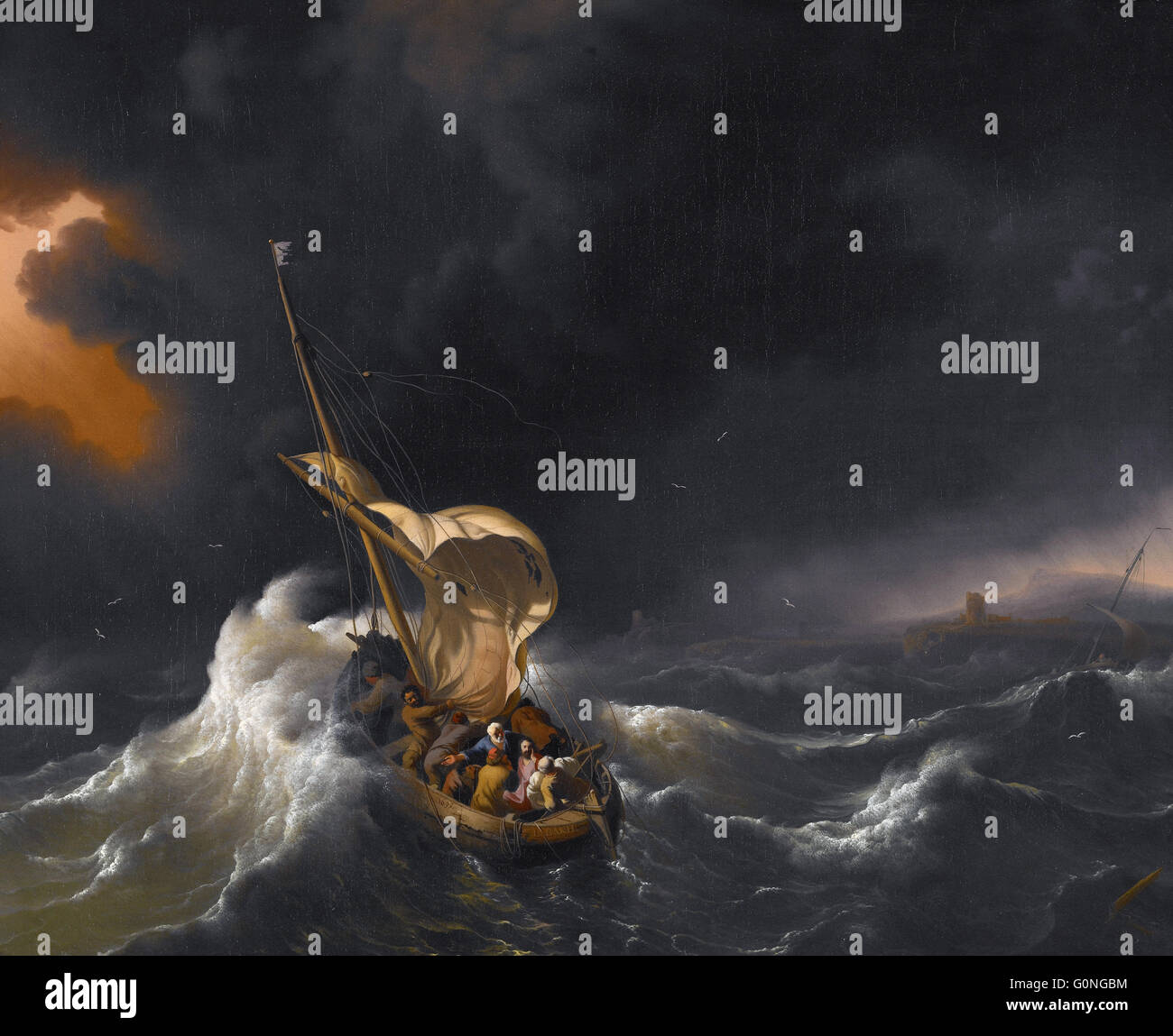 Backhuysen, Ludolf, ich - Christus im Sturm auf dem See Genezareth Stockfoto