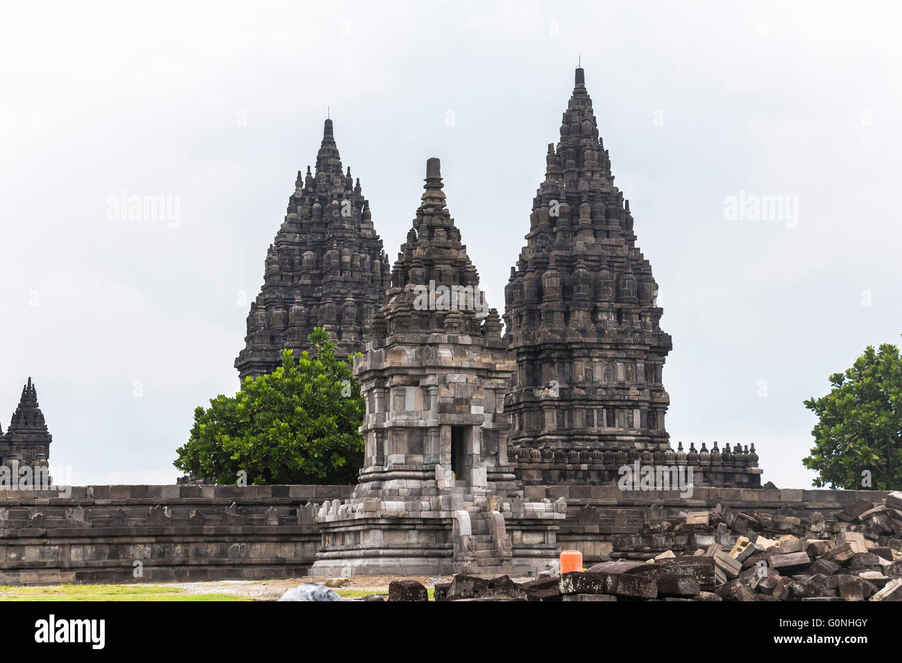 Blick auf den Prambanan Tempel Stockfoto