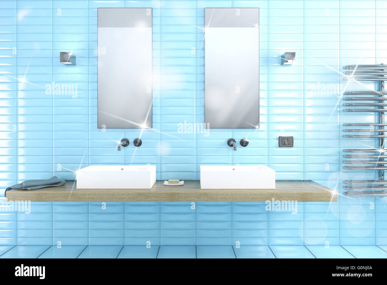Glänzende Badezimmer 3D-Rendering Stockfoto