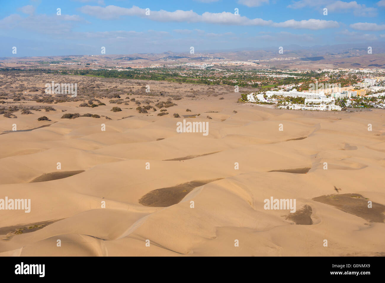 Spanien, Kanarische Inseln, Gran Canaria, Maspalomas, Dünen (Luftaufnahme) Stockfoto