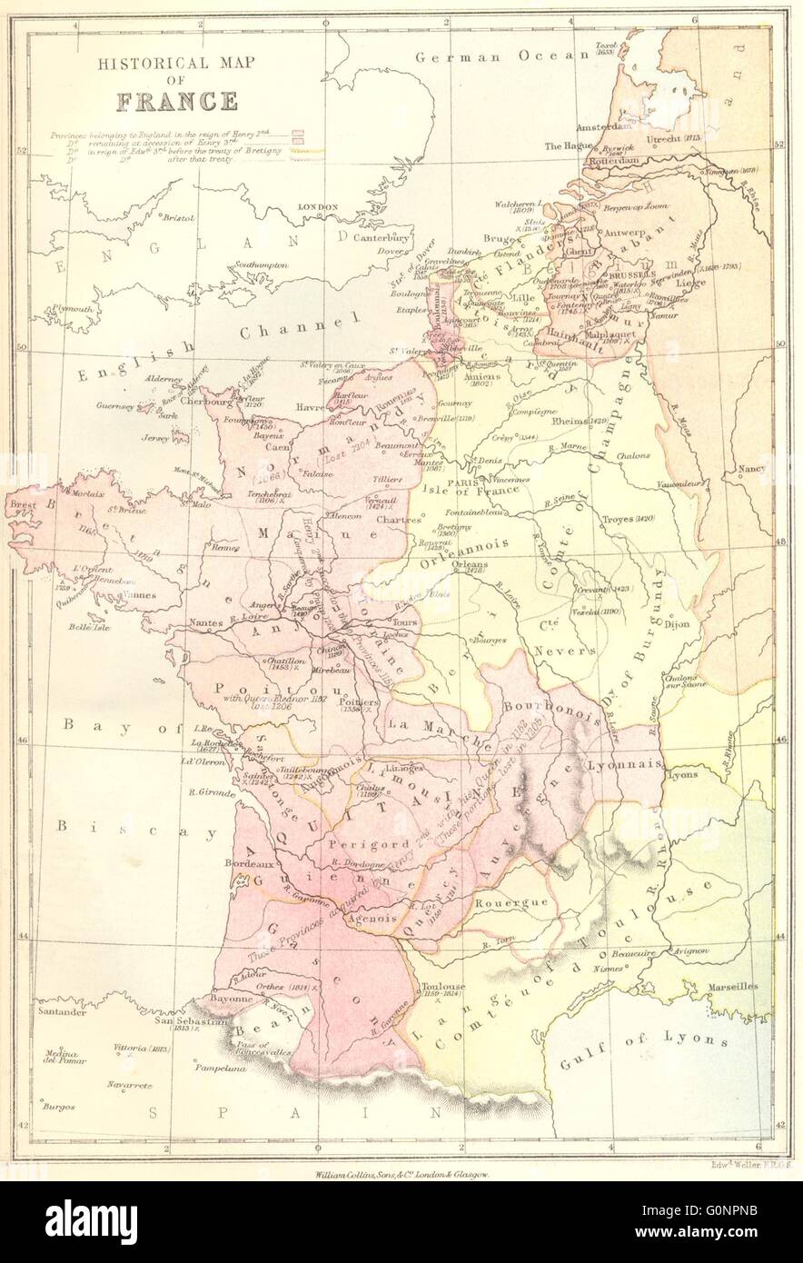 Frankreich: Historische Karte von 1870 Stockfoto Frankreich: Historische Karte von 1870 Stockfoto