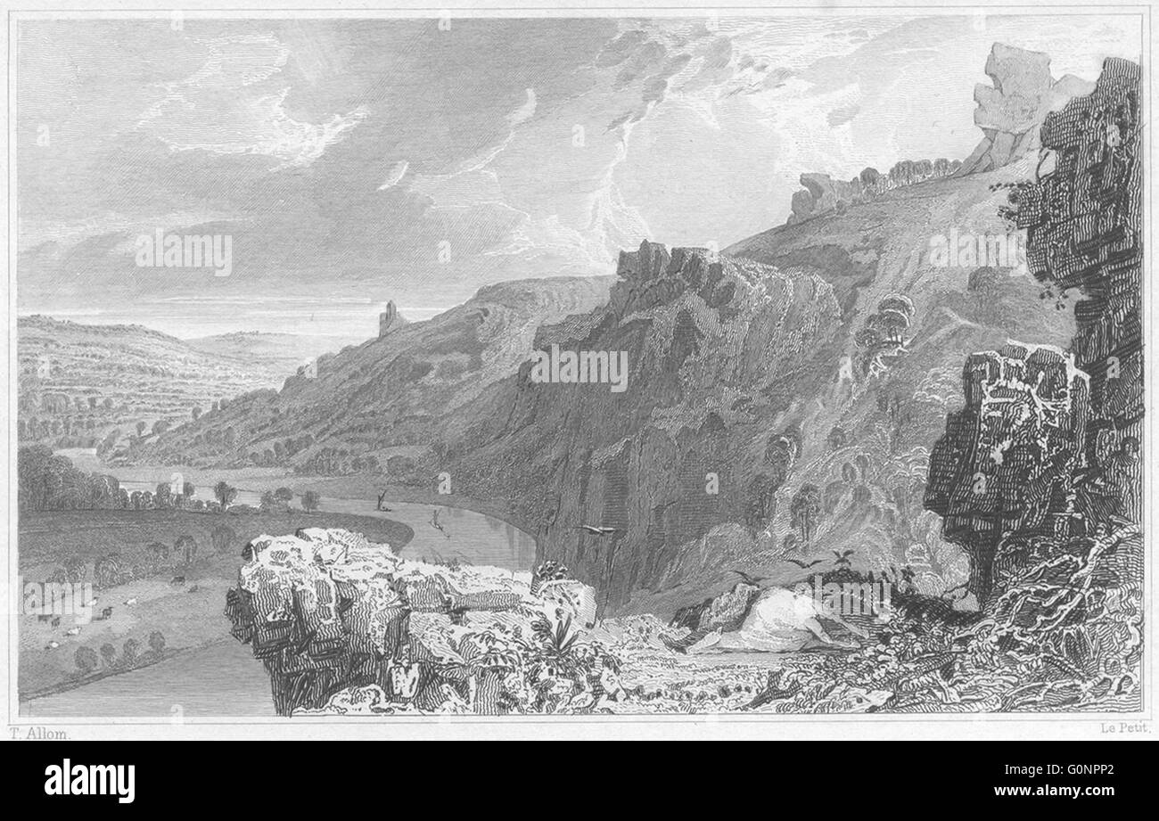 DEVON: Morwell Felsen, Drucken auf dem Fluss Tamar, Devon & Cornwall, alte 1829 Stockfoto