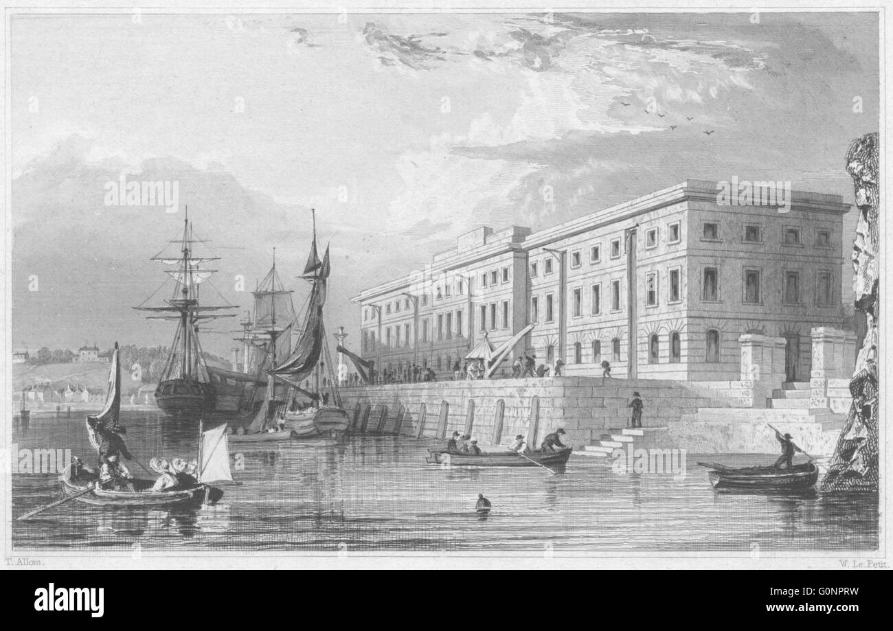 DEVON: Das neue Amt für Bevorratung, Devil es Point, Plymouth, antique print 1829 Stockfoto