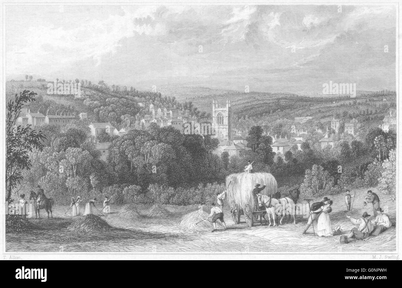 CORNWALL: Blick auf die Stadt Bodmin, antiken print 1831 Stockfoto