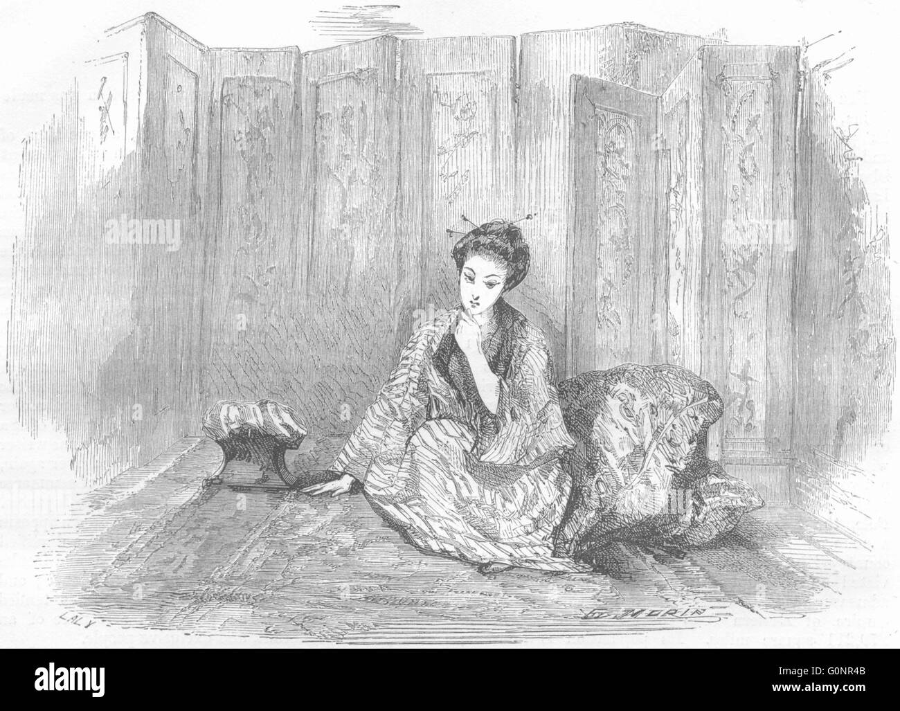 JAPAN: Japanerin, antique print 1870 Stockfoto