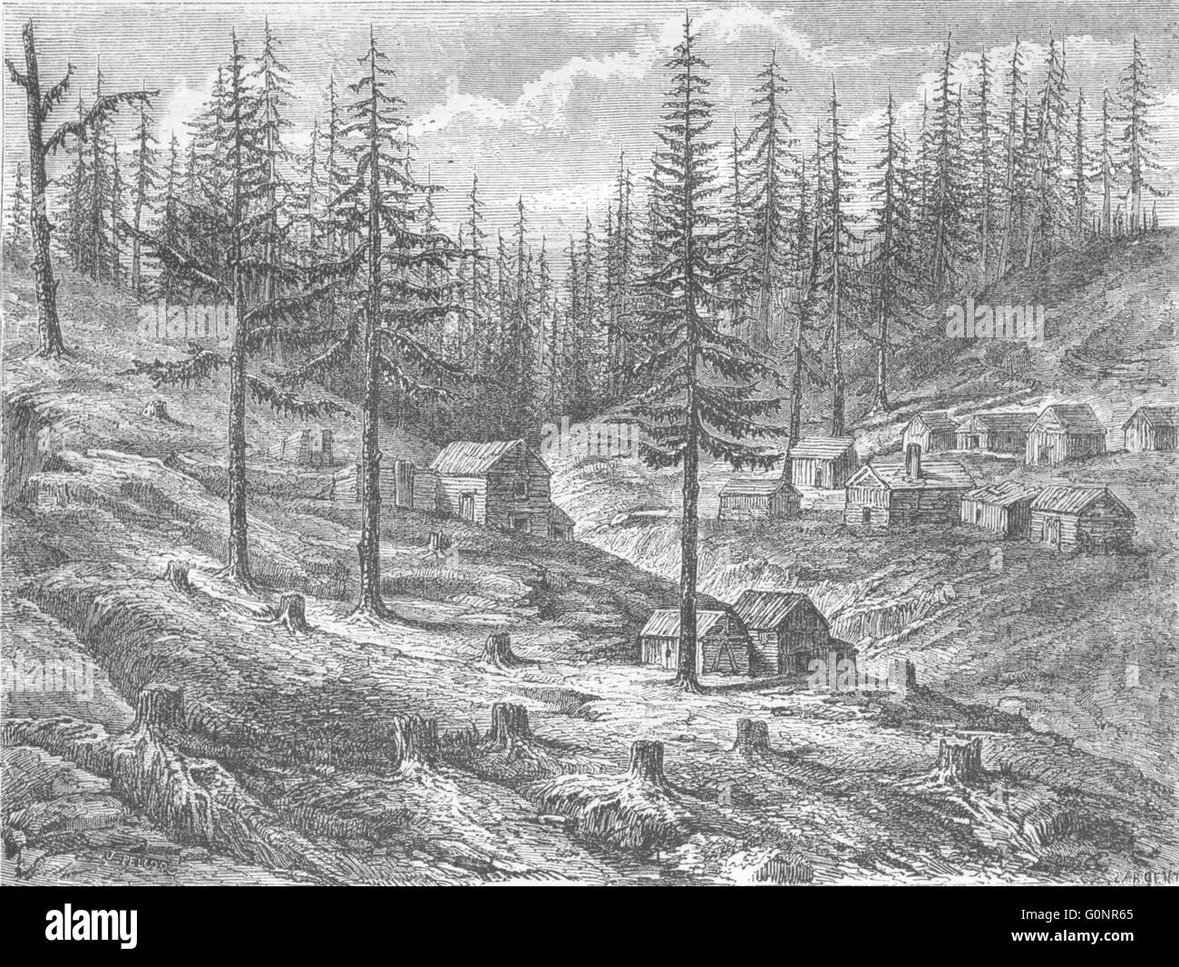 Kalifornien: Grass Valley Ausgrabungen, antique print 1870 Stockfoto