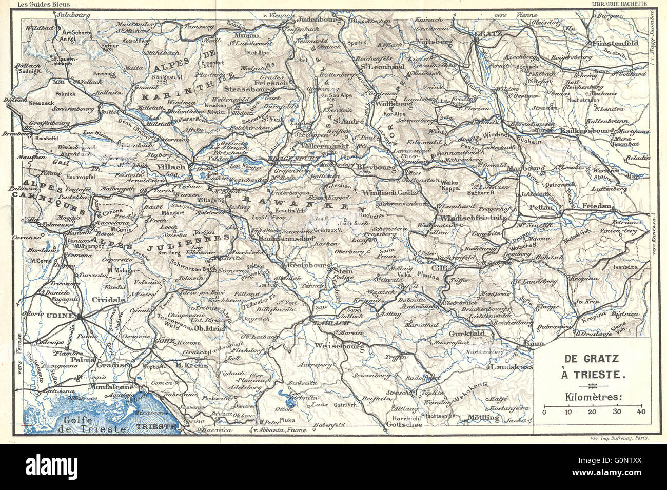 Italien: De Gratz ein Triest, Antike Landkarte 1914 Stockfoto