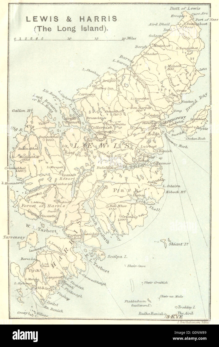 Schottland: Lewis & Harris (The Long Island), 1887 Antike Landkarte Stockfoto