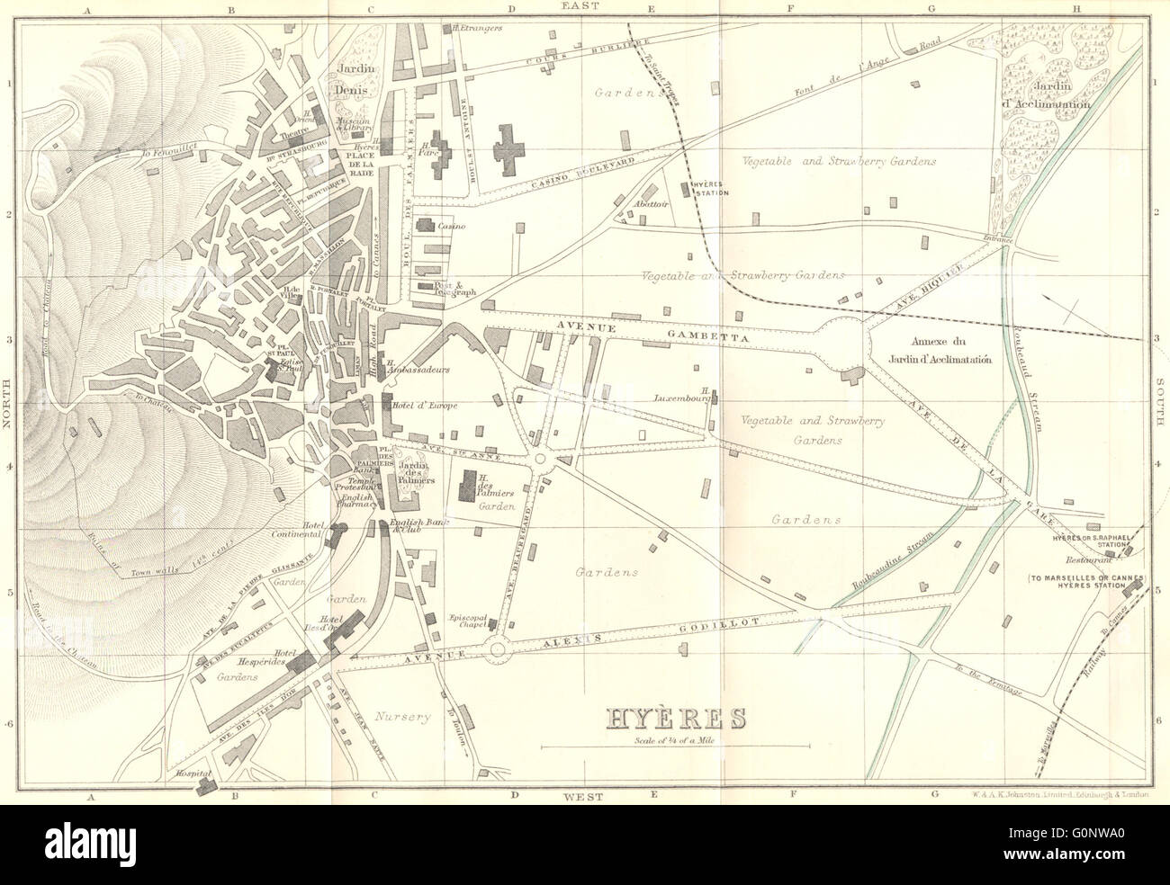VAR: Hyères, 1913 Antike Landkarte Stockfoto