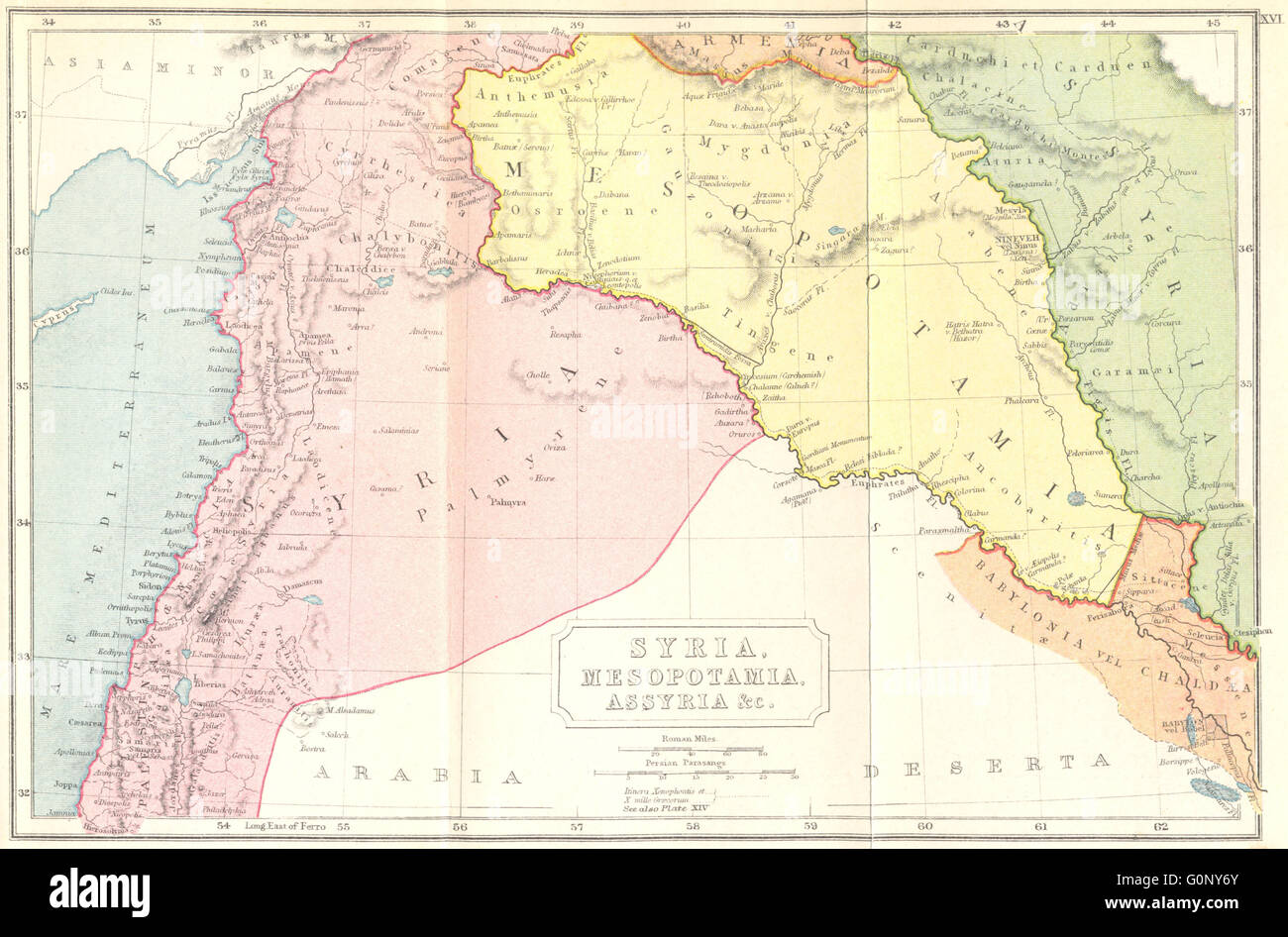 Syrien Mesopotamien Assyrien Irak Libanon 1908 Antike Landkarte Stockfotografie Alamy