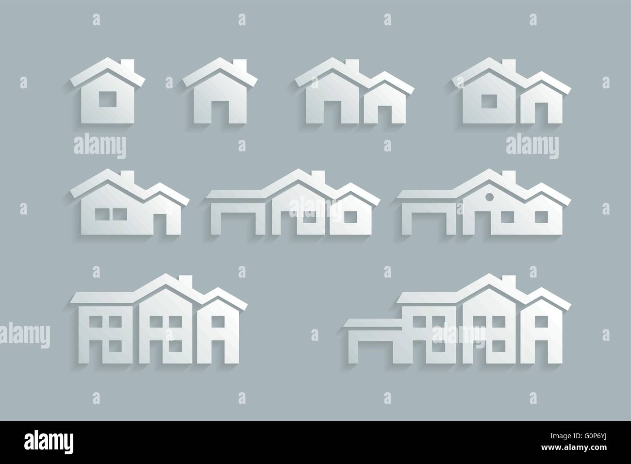 Vektor verschiedene Haus-Icon-Set. Stock Vektor