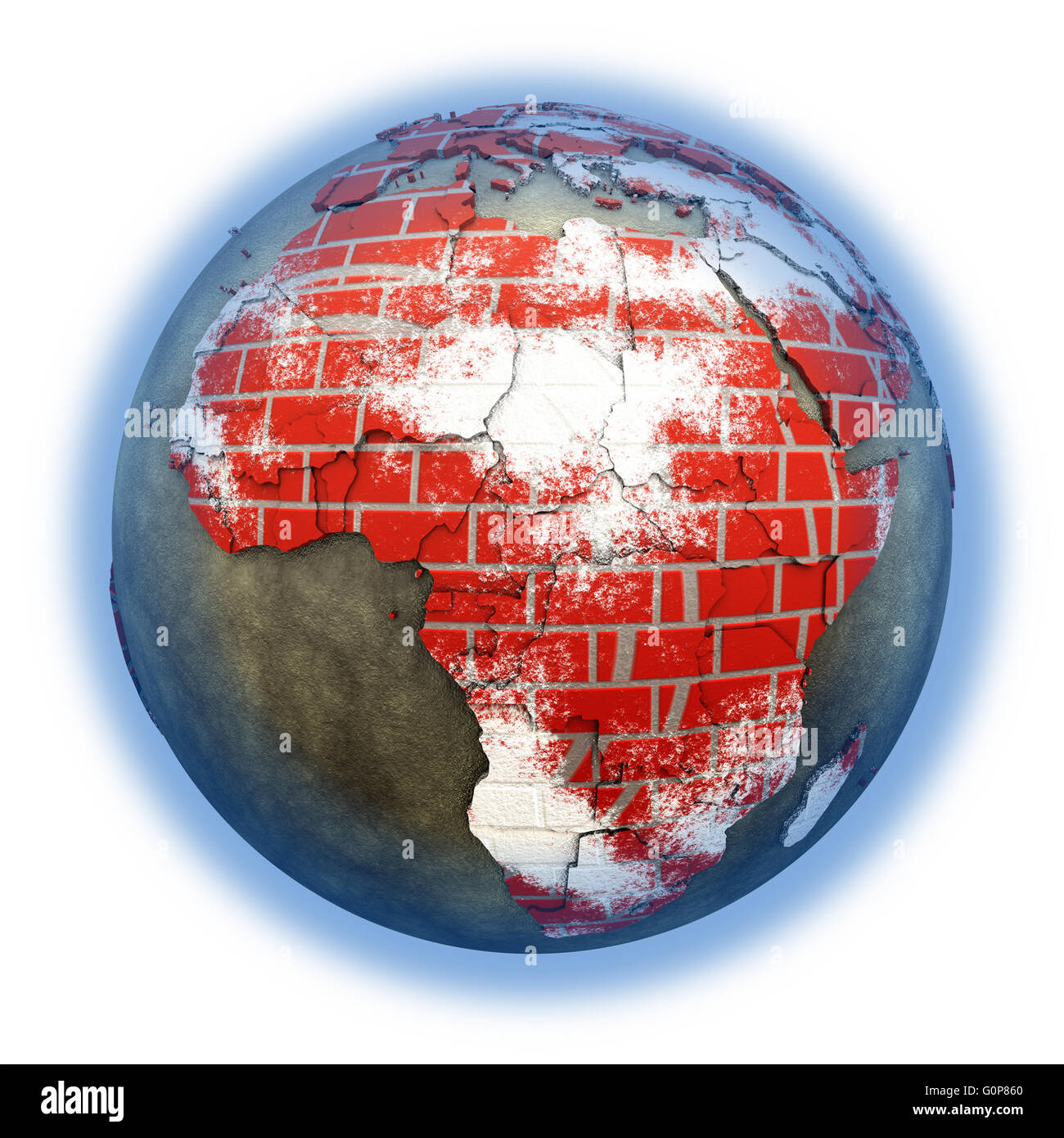 Afrika auf Ziegel Wandmodell des Planeten Erde mit Kontinenten ...